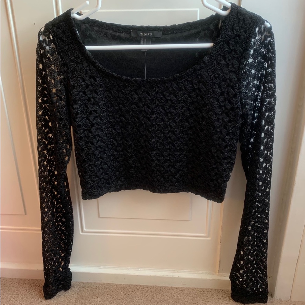 New Black Knit Crop Top